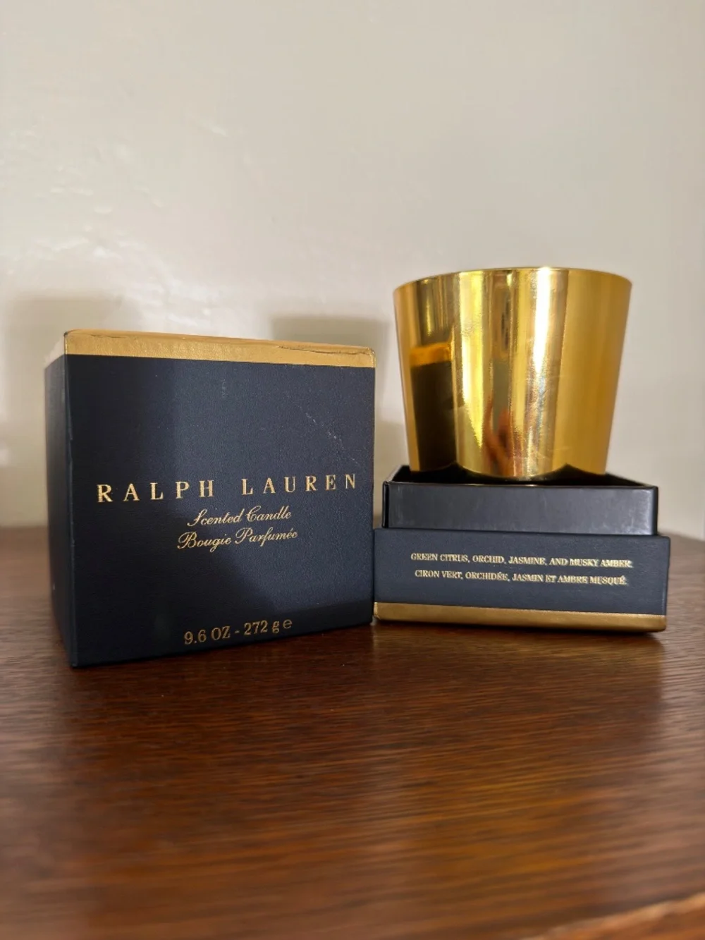 RARE Ralph Lauren Upper Fifth Luxury Candle Gold Metallic Jar 9.6oz NIB